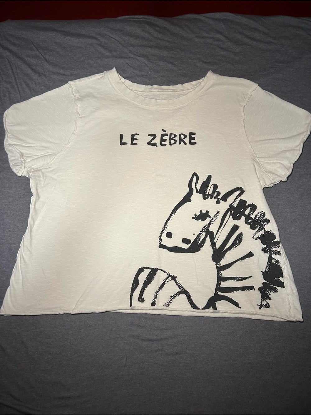 Anthropologie artwork by Olivia Sewell Cream Short Sleeve Tee with Black Zebra
